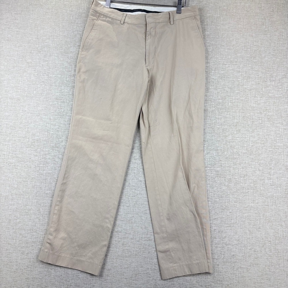 Express Design Mens 32x30 Studio Producer Khaki Tan Cotton Straight Leg Pants
